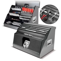 Powerbuilt 26 In. Rapid Box Slant Front Toolbox Tool With Tool Magnets - Grey