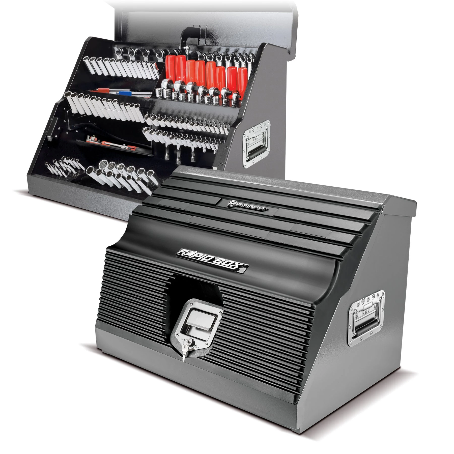 26 in. Rapid Box Portable Slant Front Tool Box - Grey Powerbuilt 26 In. Rapid Box Portable Slant Front Tool Box - Grey -Powerbuilt Shop 240111