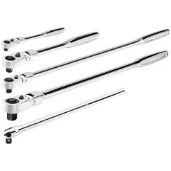 Powerbuilt 5 Piece Pro Tech Flex Head Ratchet And Bar Set