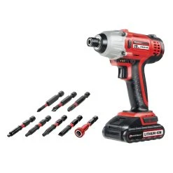 Powerbuilt 20V Lithium Ion Cordless Impact Driver + BONUS 8 Impact Driver Bits