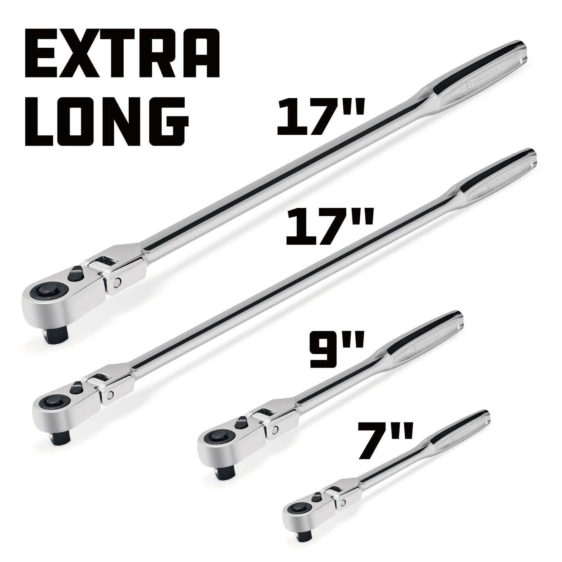 4 Piece Pro Tech Flex Head Long Reach Ratchet Set Powerbuilt 4 Piece Pro Tech Flex Head Long Reach Ratchet Set -Powerbuilt Shop 240238