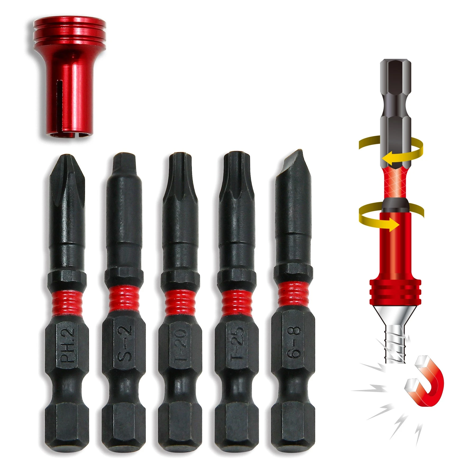 Powerbuilt 5 Piece Torsion Impact Screwdriver Bit Set