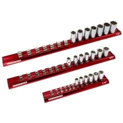 Powerbuilt 3 Piece Magnetic Socket Rail Set