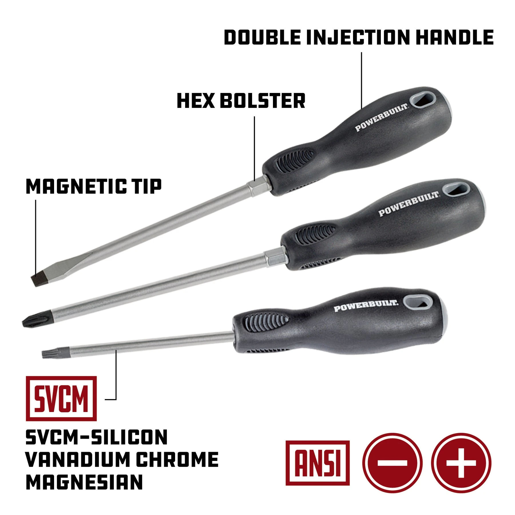 Powerbuilt 17 Piece Pro Tech Double Injection Screwdriver Set - Image 3