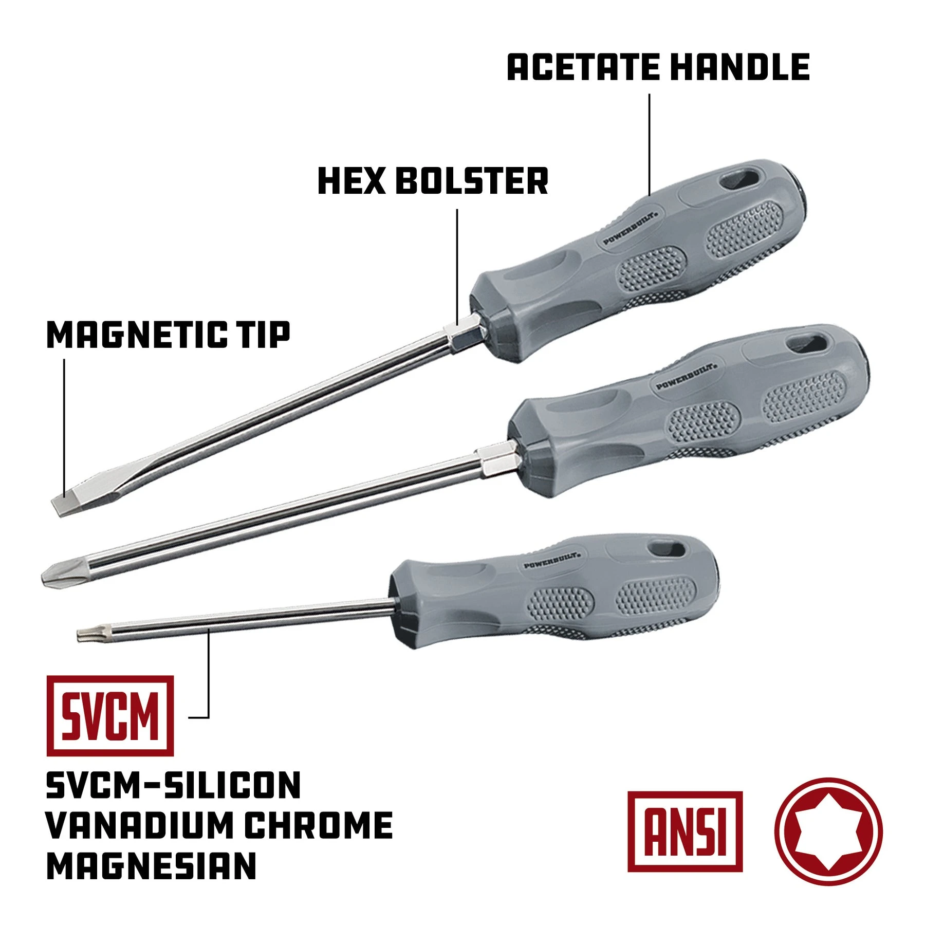 7 Piece Pro Tech Acetate Torx Screwdriver Set Powerbuilt 7 Piece Pro Tech Acetate Torx Screwdriver Set -Powerbuilt Shop 949019