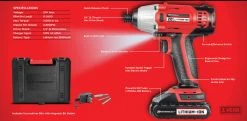 Powerbuilt 20V Lithium Ion Cordless Impact Driver + BONUS 8 Impact Driver Bits -Powerbuilt Shop impact inset 1800x